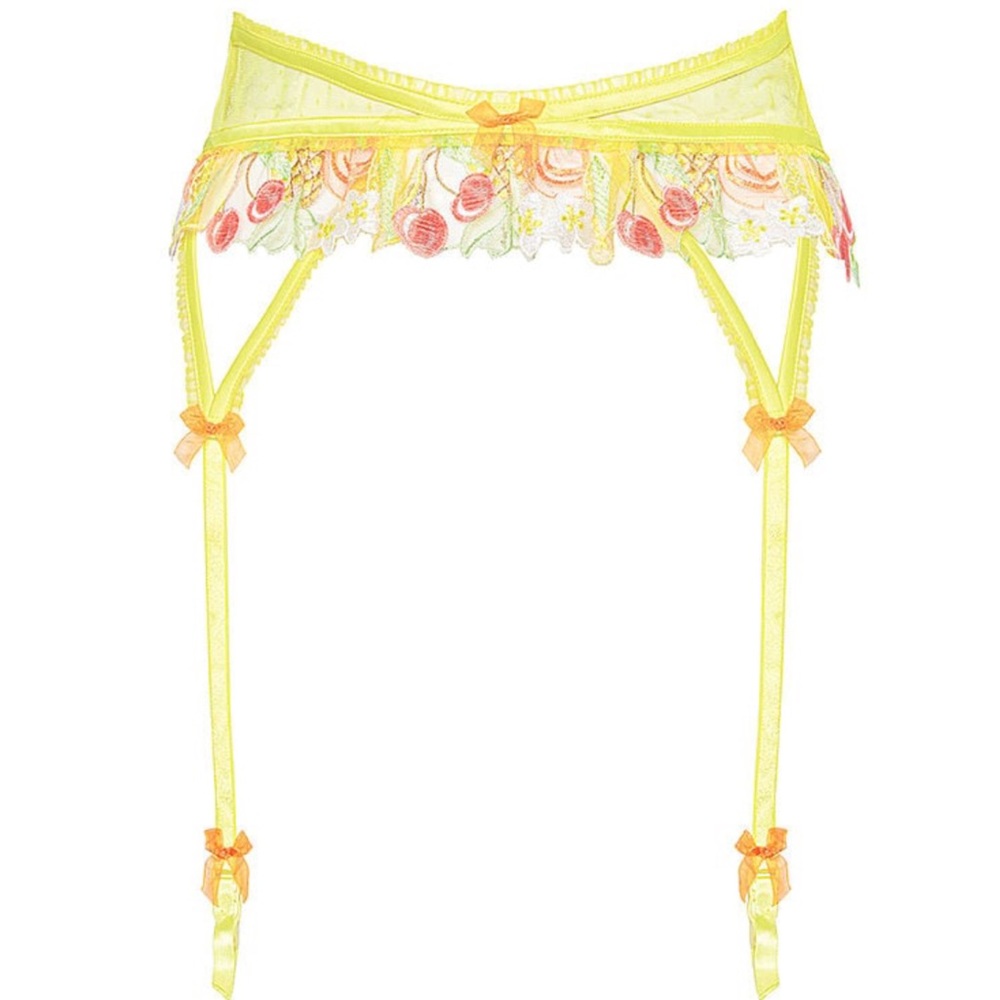 NWT $69 For Love & Lemons S Mirabelle Garter Belt Embroidery Ruffles Bow Mesh - Picture 4 of 4